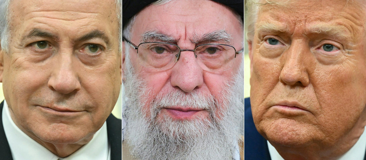 Donald Trump, Benajamin Netanyahu y Ayatollah Ali Khamenei