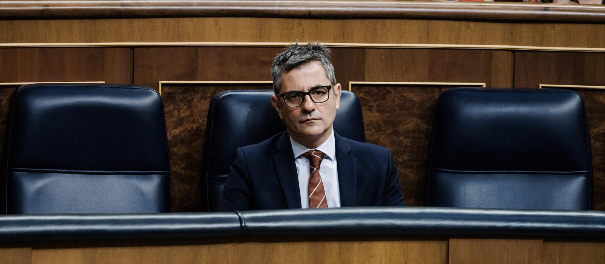 El ministro de Presidencia, Félix Bolaños, durante la celebración en el Congreso de los Diputados