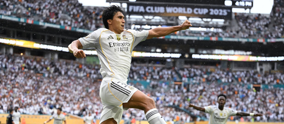 Gonzalo García festeja el gol conseguido ante la Juventus