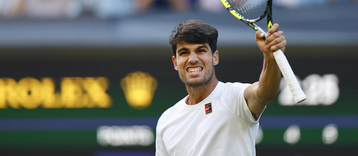 Alcaraz tras vencer en Wimbledon a Jan-Lennard Struff