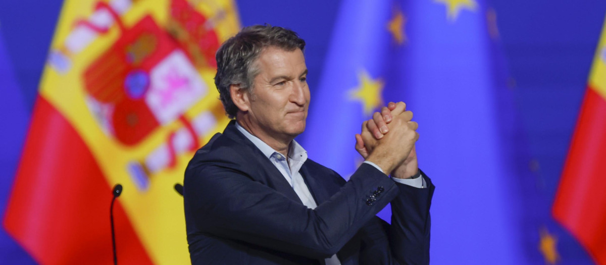 Alberto Núñez Feijóo, durante el discurso de clausura del 21º Congreso nacional del PP