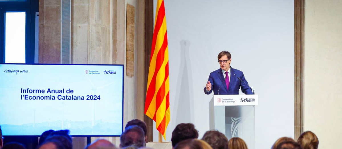 El presidente de la Generalitat durante la presentación del Informe Anual de la Economía Catalana