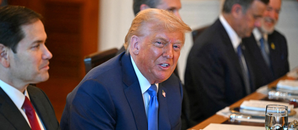 El presidente de Estados Unidos, Donald Trump, durante su cena con Netanyahu
