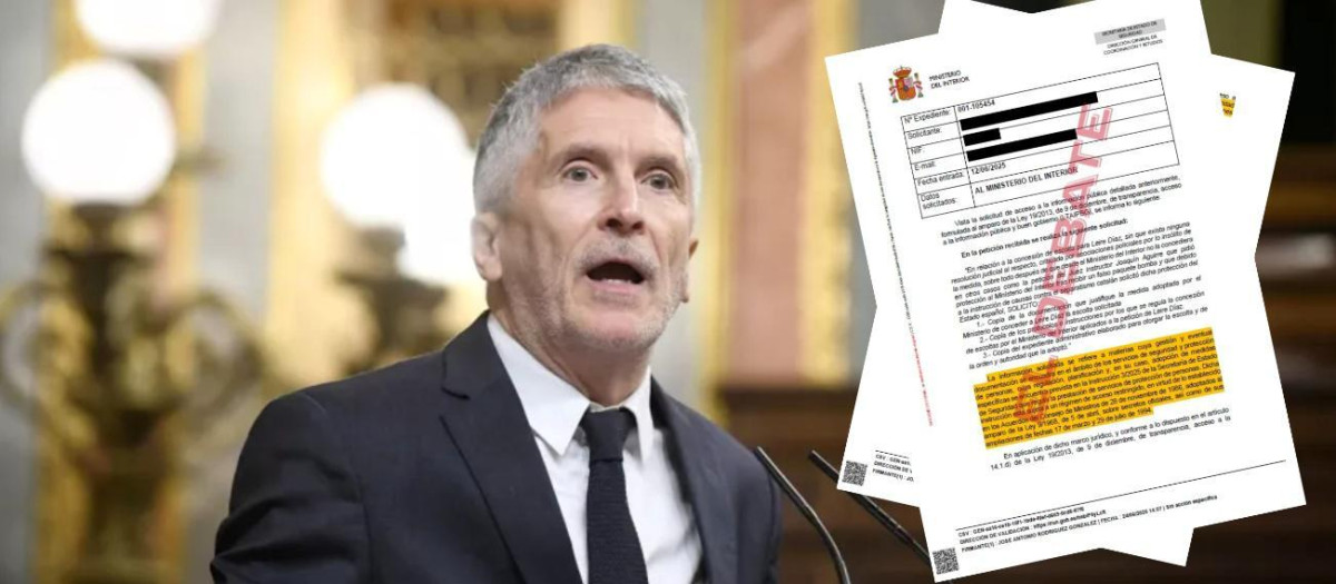 Montaje del ministro del Interior, Fernando Grande-Marlaska, con los documentos a los que ha tenido acceso El Debate