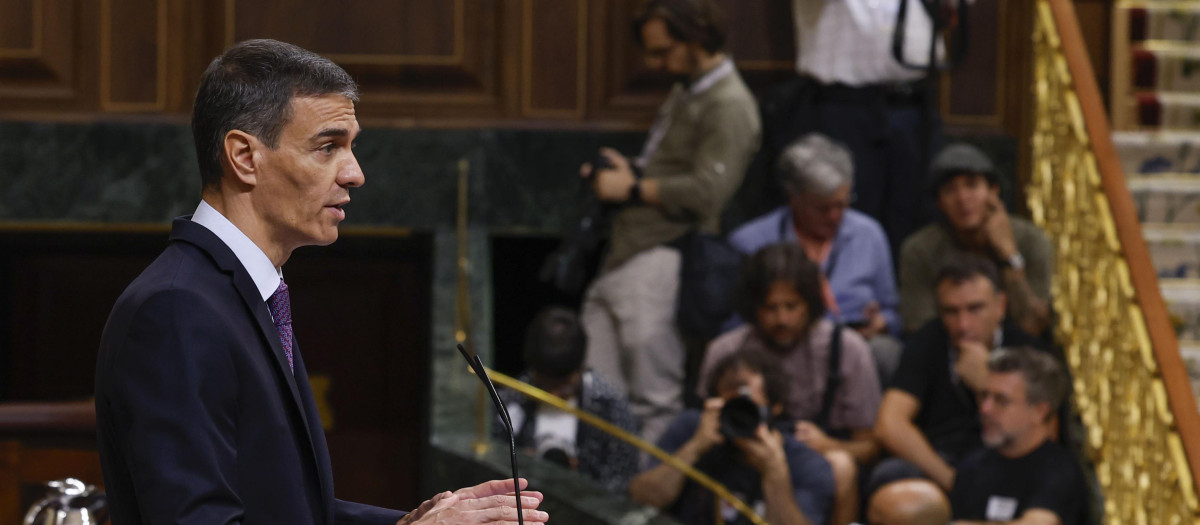 Pedro Sánchez, durante su comparecencia