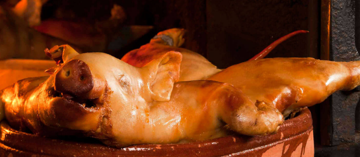 Plato de cochinillo elaborado en Casa Duque