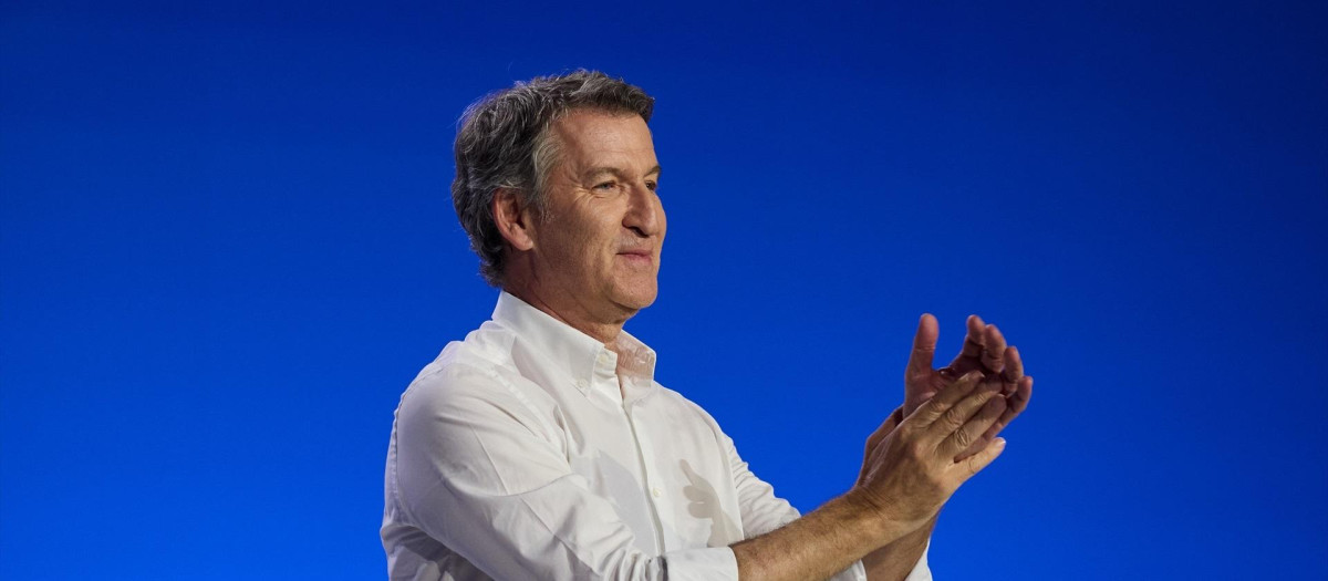 El presidente del PP, Alberto Núñez Feijóo, durante la segunda jornada del Congreso Nacional del partido