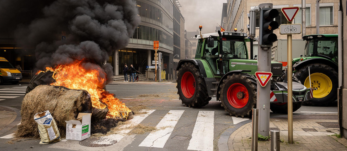 Protestas de los agricultores en Bruselas en febrero de 2024