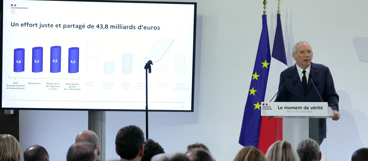 El primer ministro francés, François Bayrou, presenta los Presupuestos en París
