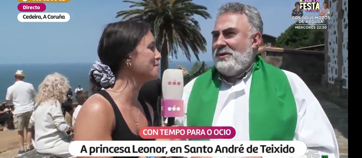 El párroco de San Miguel de Teixido, Antón Rúa, en la televisión gallega