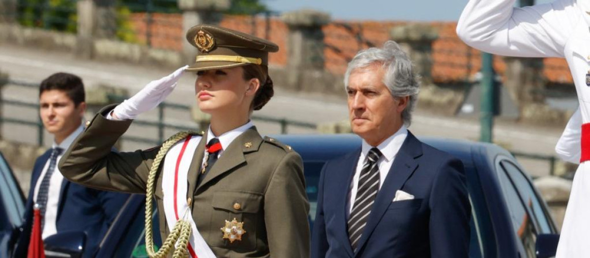 Jordi Gutiérrez, el pasado miércoles, con la Princesa de Asturias en Marín