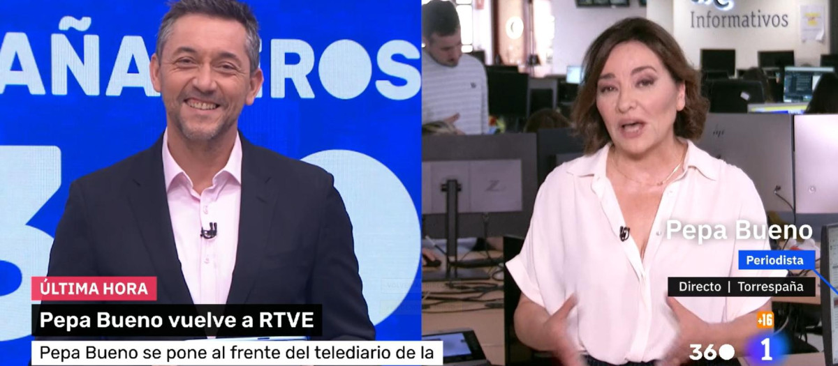 Javier Ruiz y Pepa Bueno, durante su conversación de este jueves en Mañaneros 360