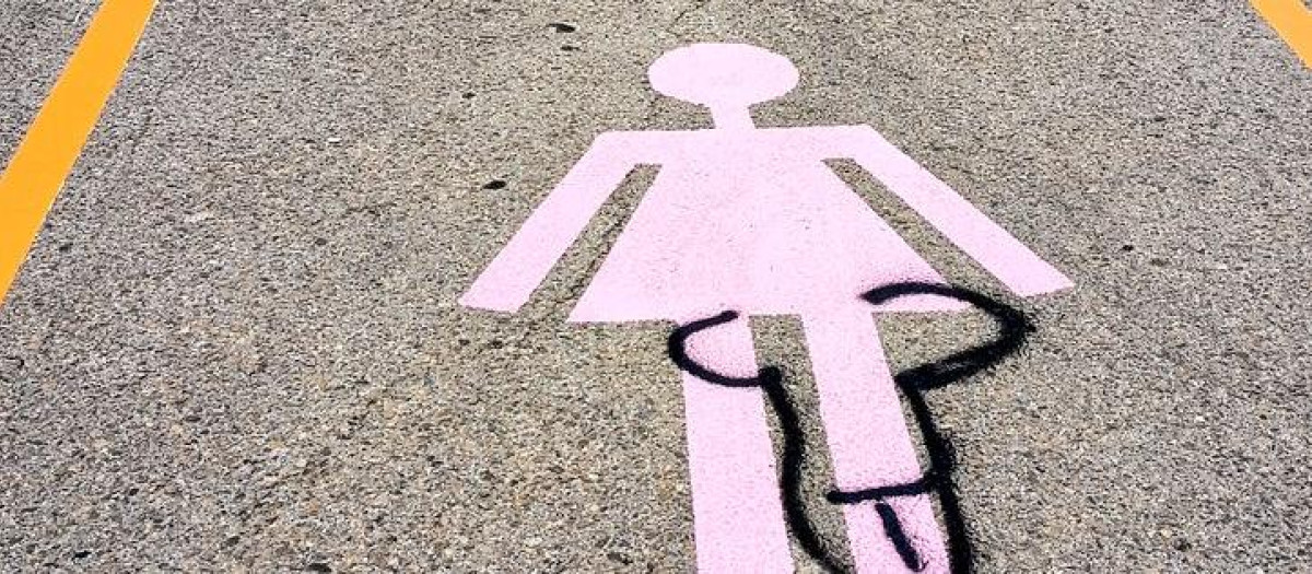Aparcamientos para mujeres en león, con pintadas de penes