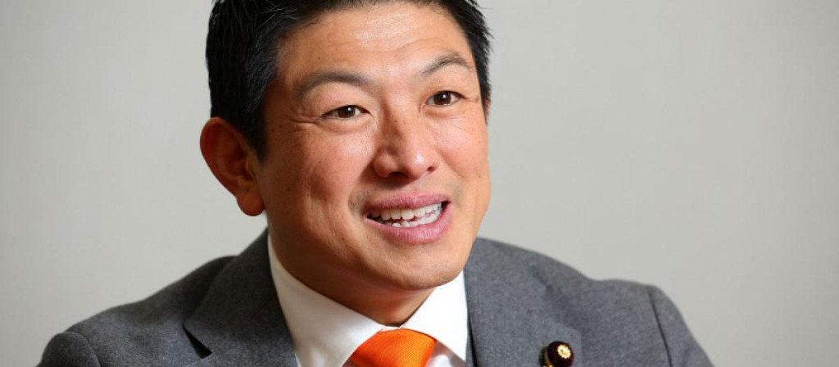 Sohei Kamiya, founder and Secretary General of Japanese political party Sanseito, speaks during an interview in Tokyo on December 24, 2024. Sanseito is a right-wing populist political party in Japan.( The Yomiuri Shimbun ) (Photo by Fuminori Ogane / The Yomiuri Shimbun via AFP)