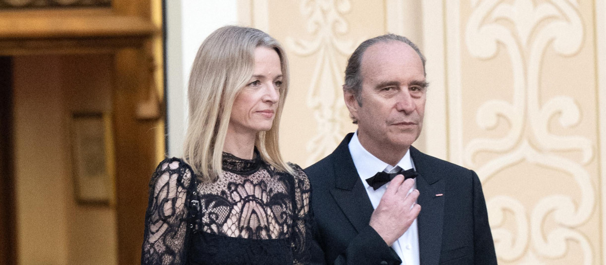 NO TABLOIDS WEB & PRINT, BILDZEITUNG OUT, BILD.DE OUT, NO DAILY MAIL, NO DAILY MAIL GROUP, NO VOICI, NO CLOSER. French fashion house Dior's head Delphine Arnault and her partner French telecom billionaire Xavier Niel arrive for a state dinner at Monaco Prince's Palace as part of France's President a two-day state visit in Monaco,,on 07 June 2025, Monaco. Photo by David NIVIERE/ABACAPRESS.COM