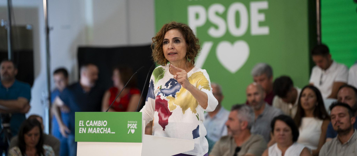 La ministra María Jesús Montero, en un reciente acto del PSOE andaluz en Jerez de la Frontera
