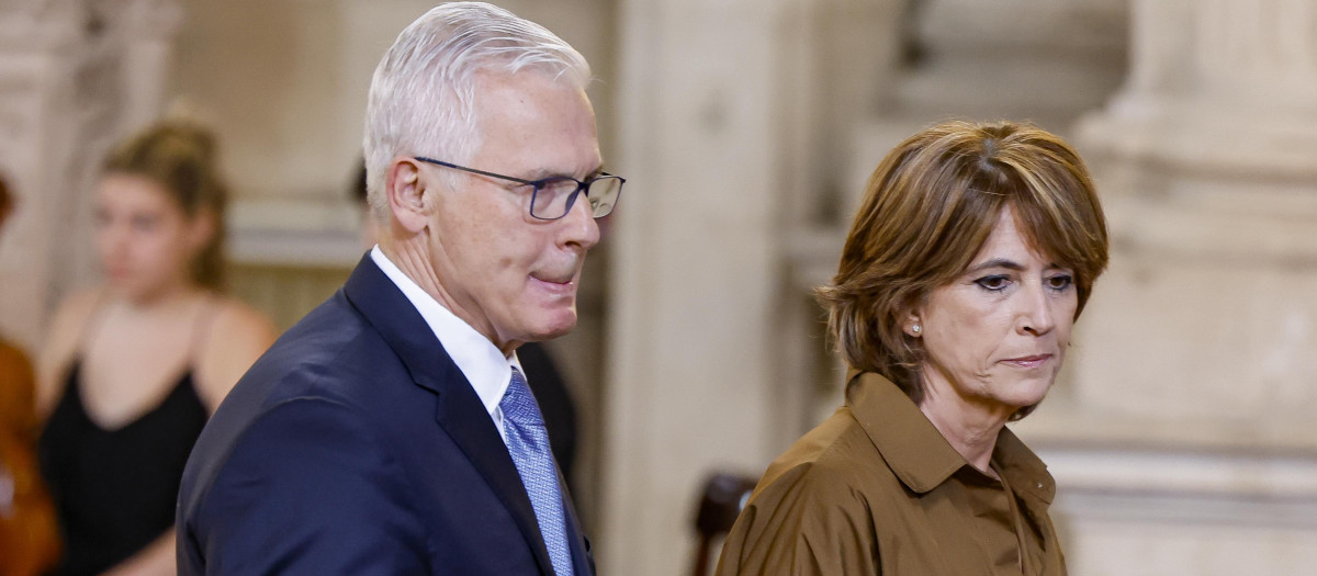 Baltasar Garzon and Dolores Delgado attending the delivery of Order Civil Merit / Orden del Merito Civil during 10 anniversary of the proclamation of Spanish King Felipe VI at RealPalace in Madrid on Wednesday, 19 June 2024.