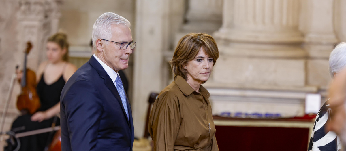 Baltasar Garzon and Dolores Delgado attending the delivery of Order Civil Merit / Orden del Merito Civil during 10 anniversary  of the proclamation of Spanish King Felipe VI at RealPalace in Madrid on Wednesday, 19 June 2024.