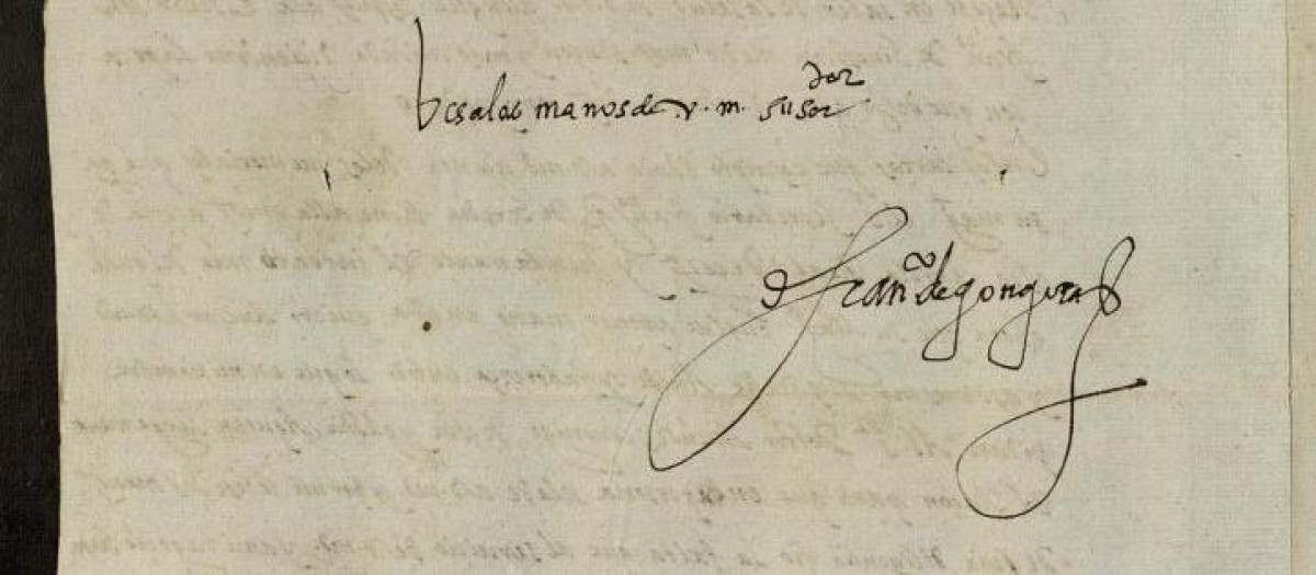 Carta manuscrita de Góngoia hallada en Simancas