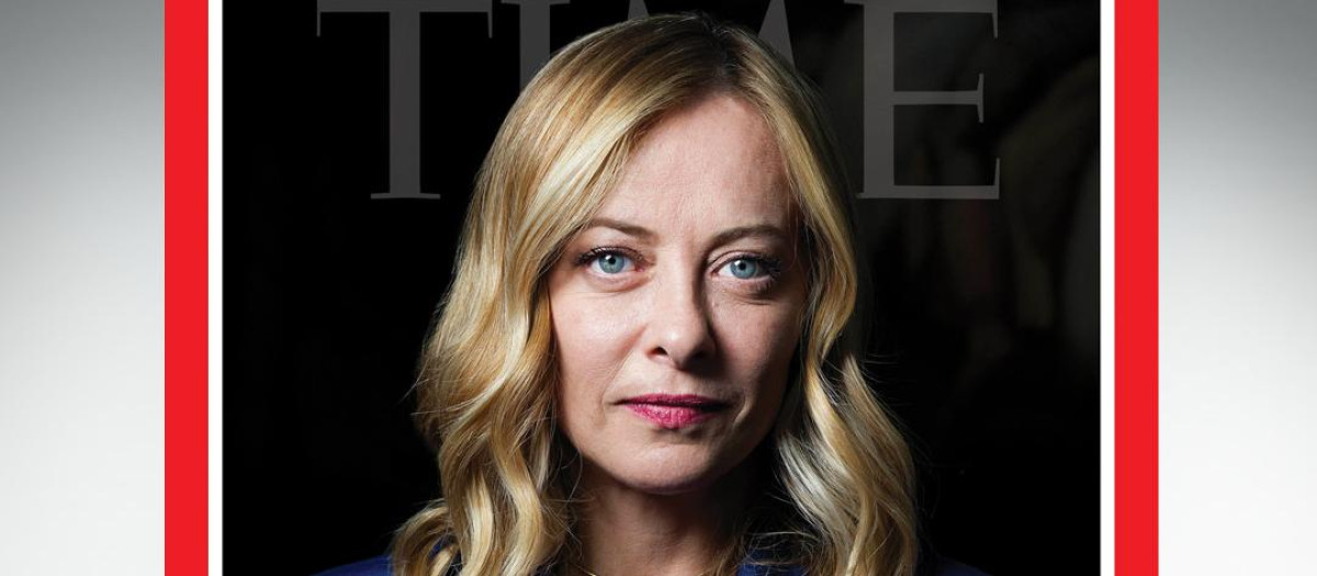 La primer ministra de Italia Giorgia Meloni en la portada de la revista Time
