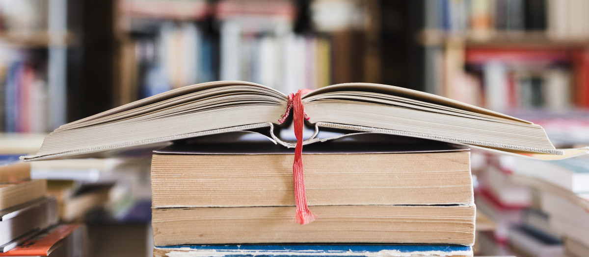 pila de libros en una libreria