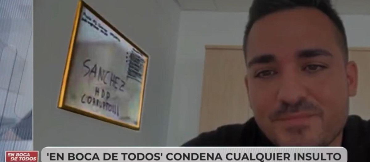 Imagen del mensaje contra Sánchez que ha condenado el programa En boca de todos