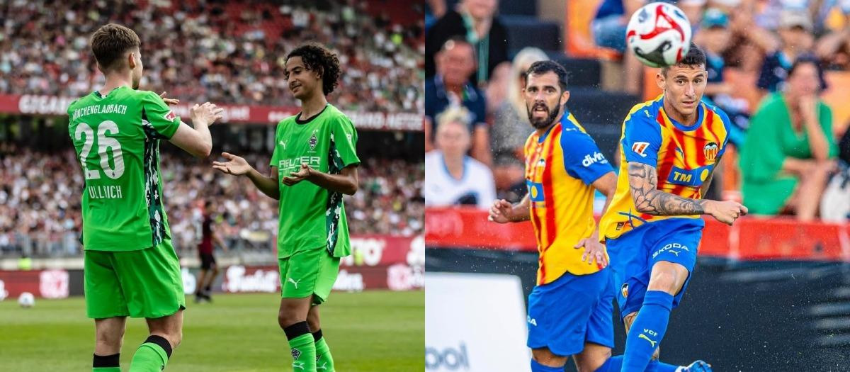 Imagen, a la derecha de Valencia CF y, a la izquierda, el Borussia Möenchengladbach
