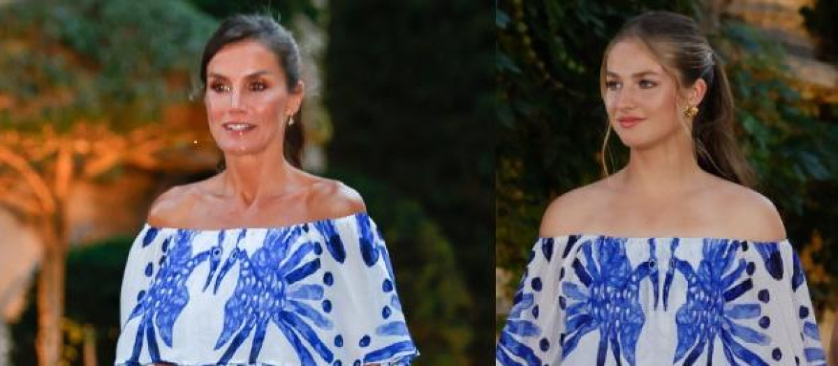 La Reina Letizia y la Princesa Leonor, con vestido de Desigual