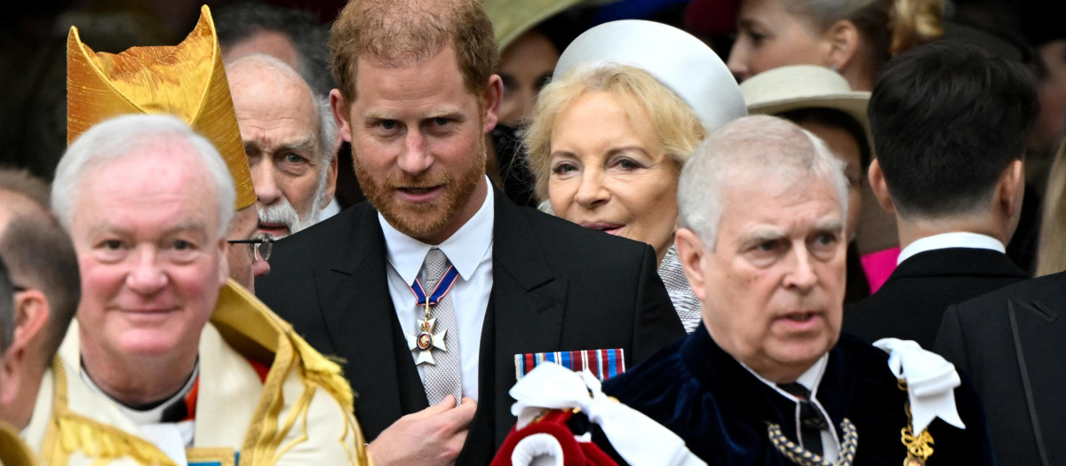 Prince Andrew,  Duke of York and Prince Harry attending Britain's King Charles´s coronation ceremony in London, Britain May 6, 2023.