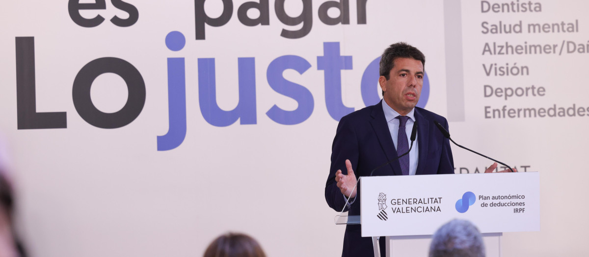 Imagen de archivo de Carlos Mazón presentando medidas de bajada de impuestos