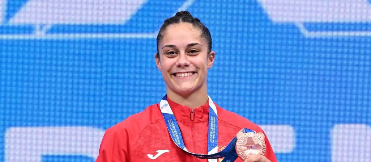 La gimnasta española Melania Rodríguez conquista la medalla de bronce en la final de doble mini tramp de gimnasia artística en los Juegos Mundiales