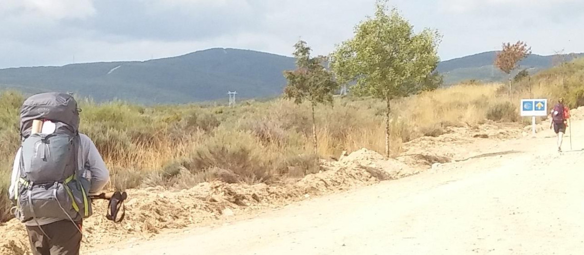Tramo del Camino de Santiago poco después de pasar Astorga y una de las zonas más afectadas por los incendios