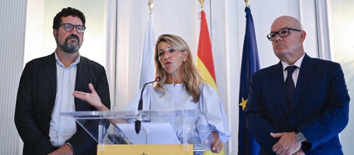 Yolanda Díaz, este viernes en la Subdelegación del Gobierno en Orense