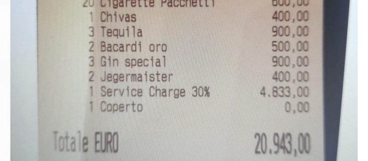 Ticket compartido por @soycamarero