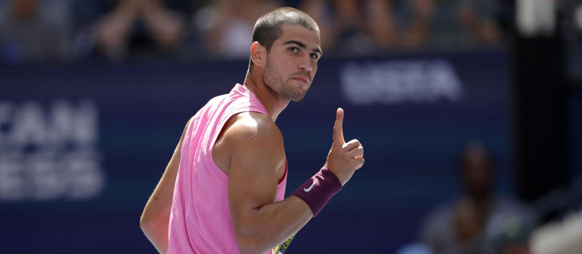 Carlos Alcaraz, durante los octavos de final del US Open