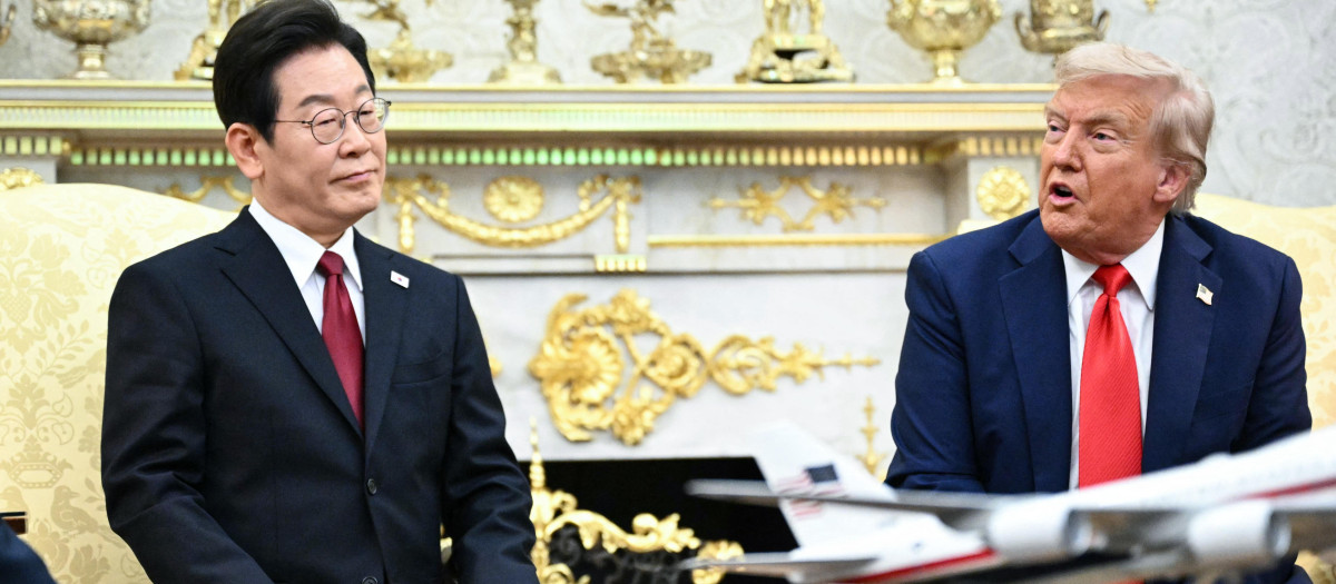 El presidente de Corea del Sur Lee Jae Myung y el presidente de EE.UU. Donald Trump en la Casa Blanca