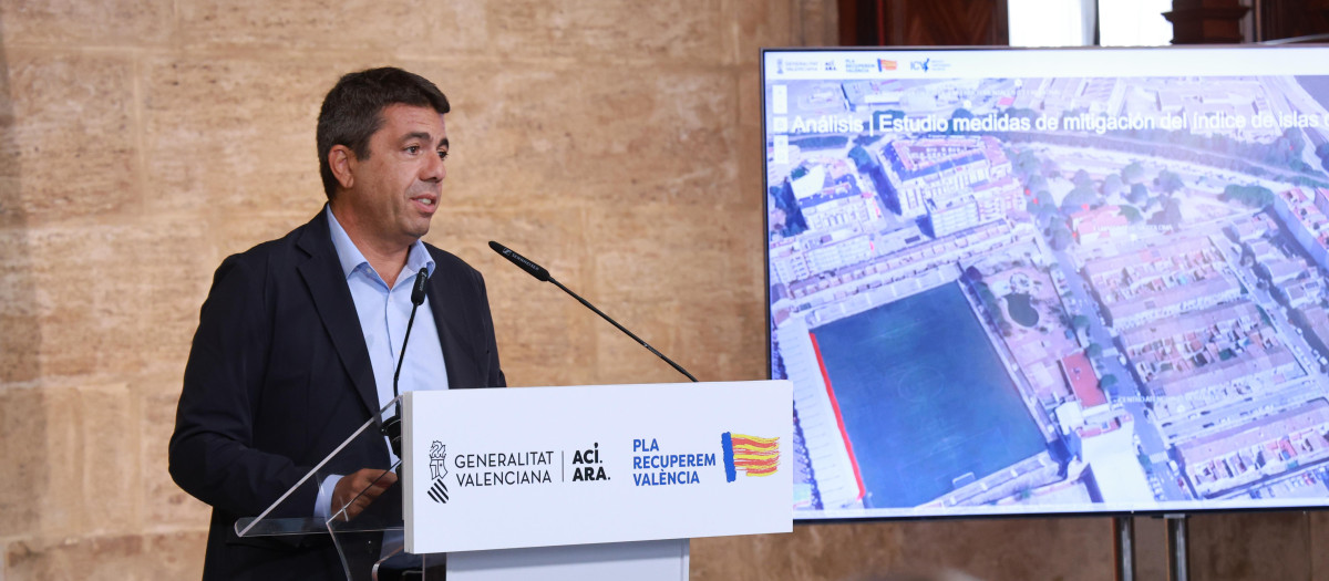 Carlos Mazón durante el anuncio del 'Gemelo Digital' en la provincia de Valencia