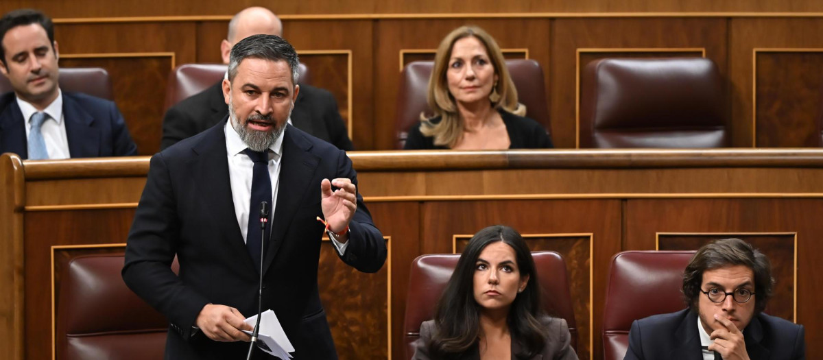 El líder de VOX, Santiago Abascal, interviene en la sesión de control al Gobierno en el Congreso