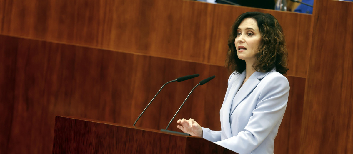 Ayuso durante el debate del estado de la región