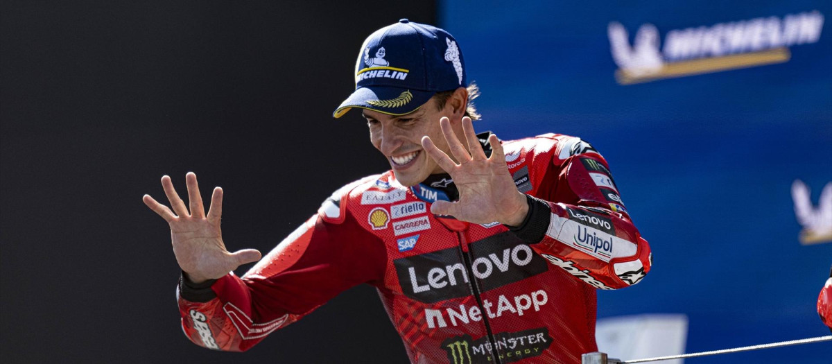 Marc Márquez celebra una victoria esta temporada