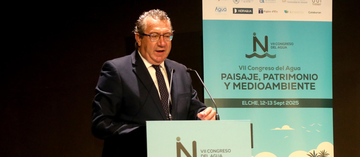 Imagen del presidente de la Diputación de Alicante Toni Pérez en el VII Congreso del Agua.