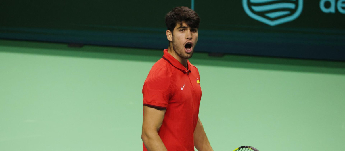 Carlos Alcaraz, en la Copa Davis 2024 con España