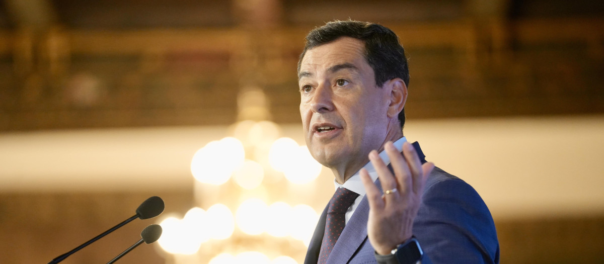 El presidente de la Junta de Andalucía, Juanma Moreno, este martes en Sevilla