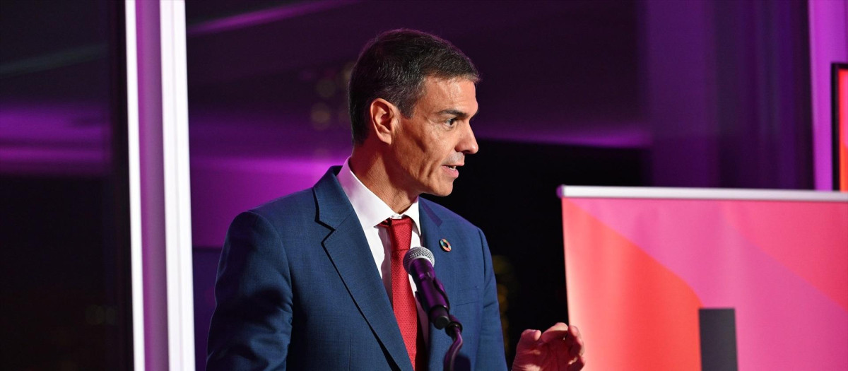 El presidente del Gobierno, Pedro Sánchez, interviene en el evento de la Alianza HeForShe, en la sede de la ONU