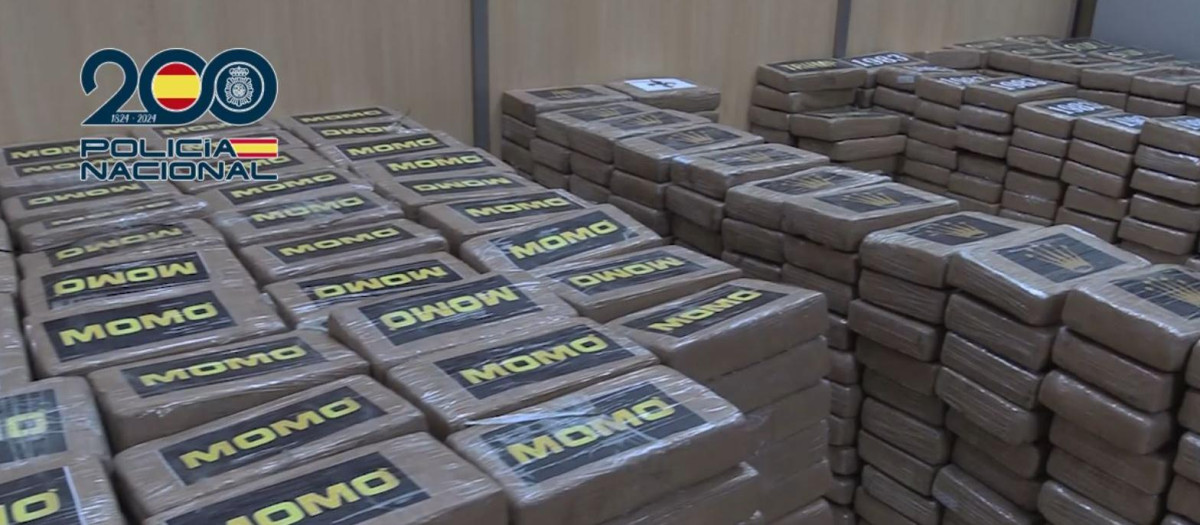 Imagen de las toneladas de cocaína incautadas en el Puerto de Valencia