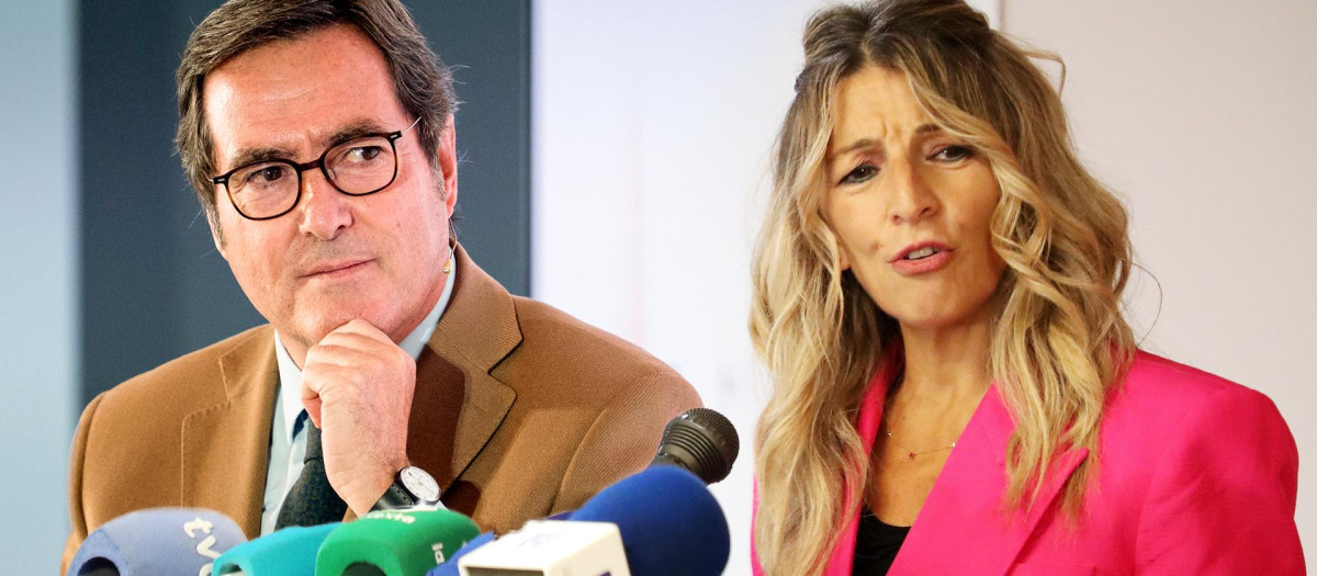 Fotomontaje de Antonio Garamendi y Yolanda Díaz