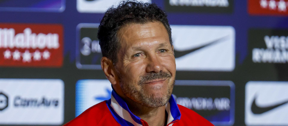 El Cholo Simeone, durante la rueda de prensa previa al derbi contra el Madrid