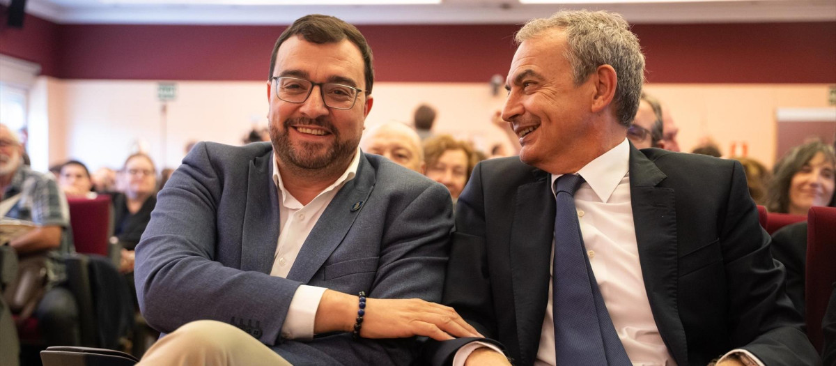 El presidente del Principado, Adrián Barbón y el ex presidente del Gobierno, José Luis Rodríguez Zapatero