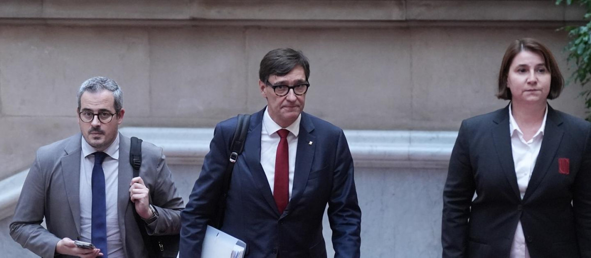 El presidente de la Generalitat, Salvador Illa, a su llegada al debate