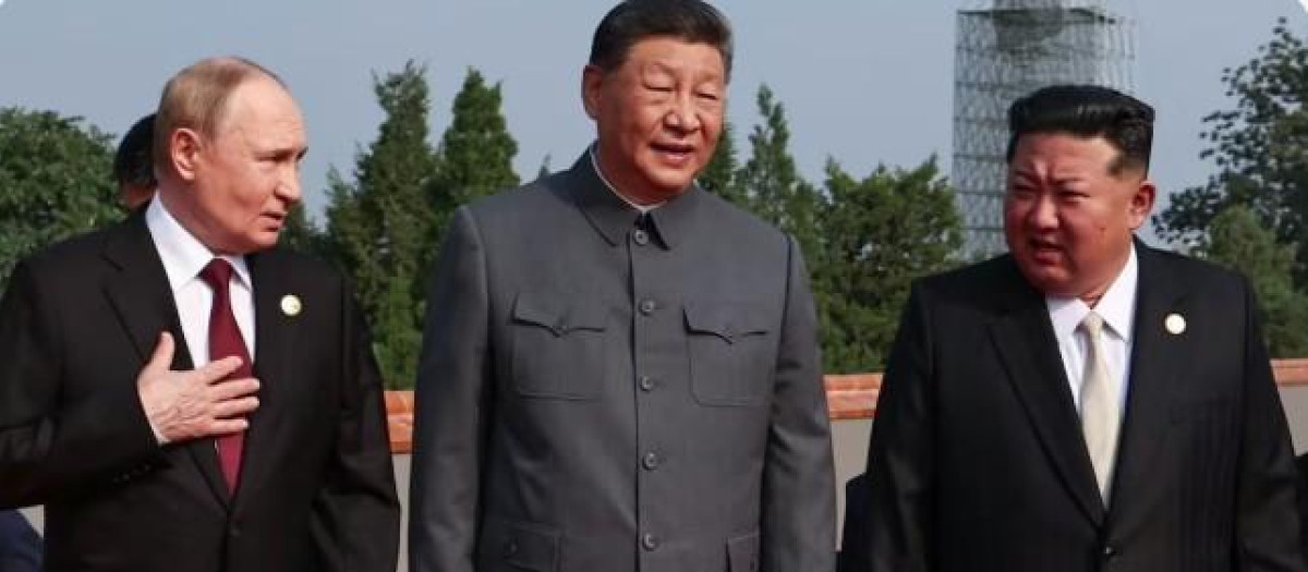Xi Jinping, Vladímir Putin y Kim Jong-un durante el gran desfile militar que se celebró en Pekín a principios de septiembre